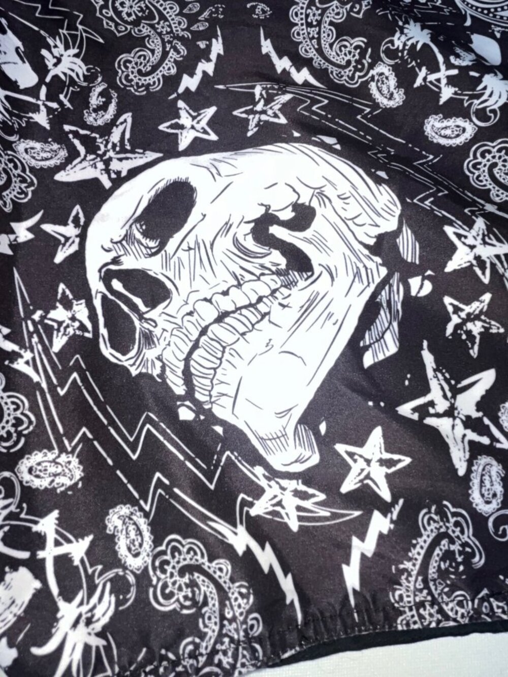 Joe Boxer Mens Skull Print Swim Trunks Black White Size 44 Stars Lightening Bolt